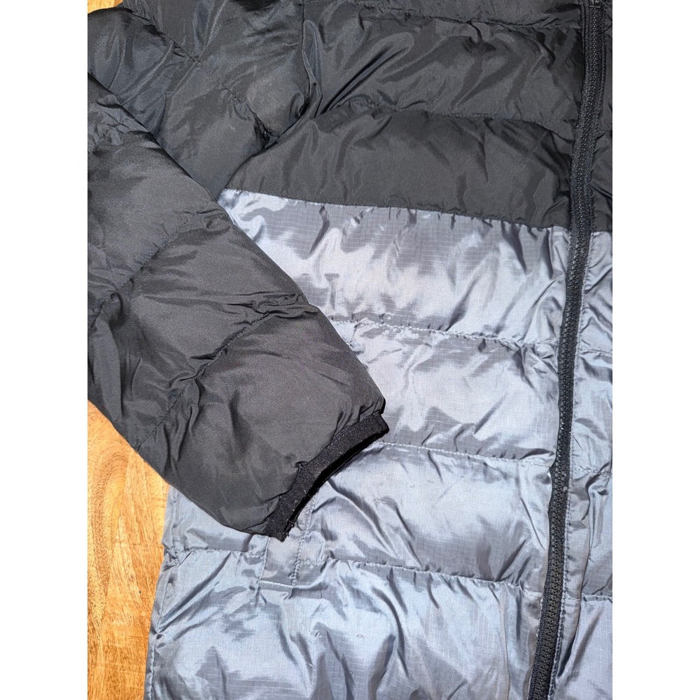 Under Armour Kids Black Gray Colorblock Puffer Jacket Hooded Full Zip YLG Large - Picture 3 of 8